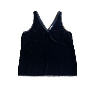 Chelsea 28 Black Velour V-Neck Camisole Tank Top with Lace Trim Large Vamp Goth